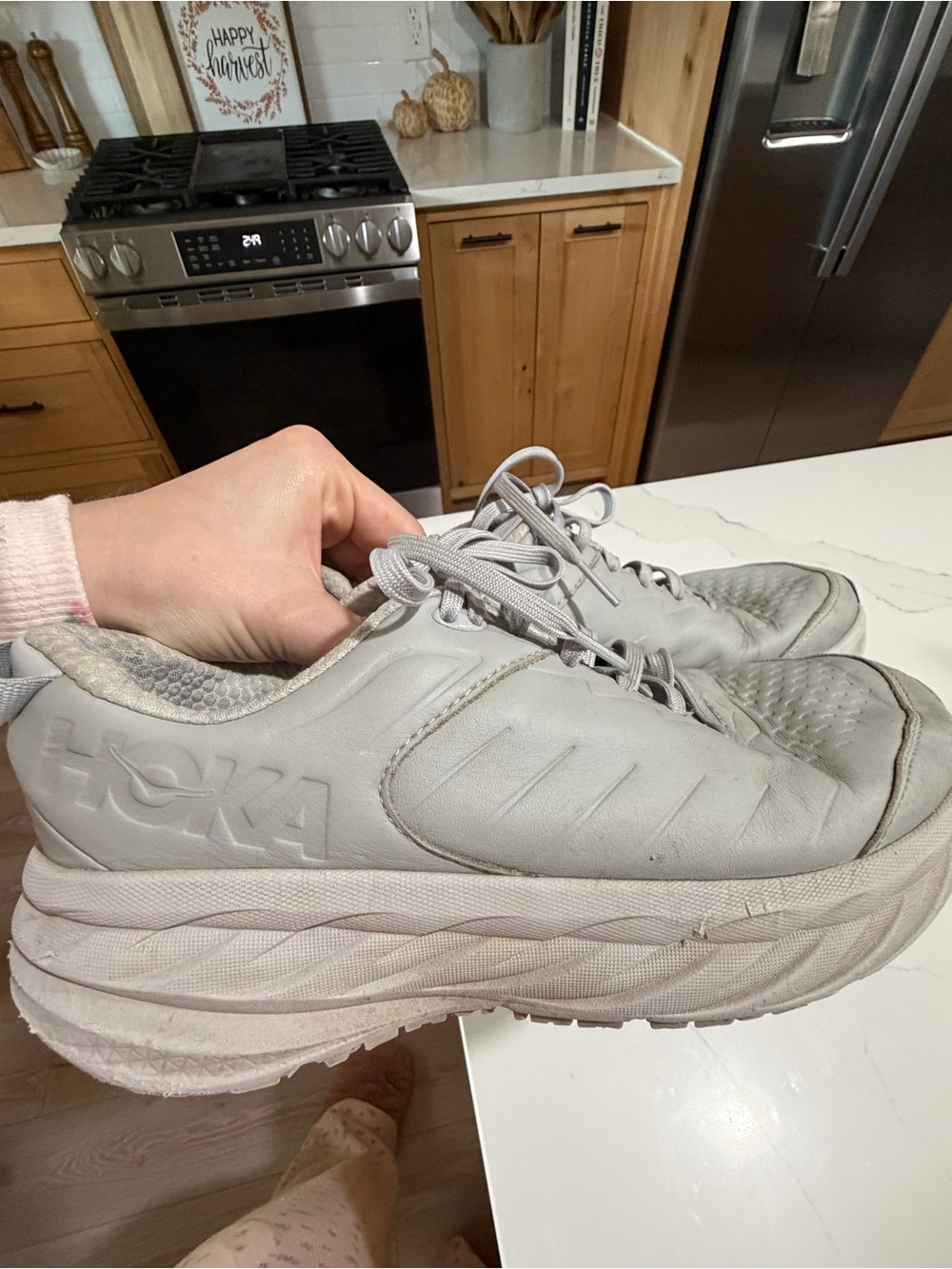Hoka Women's Pale Gray Platform Sneakers